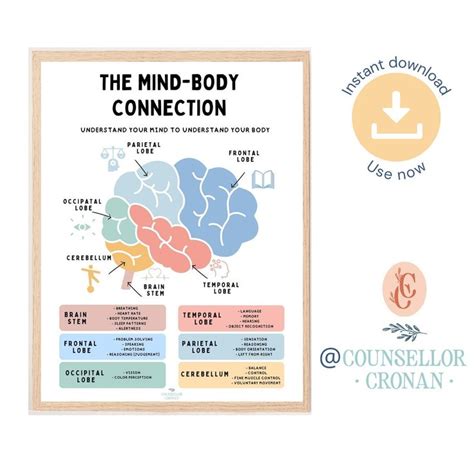 Mind Body Connection Poster Brain Anatomy Print Therapy Etsy In 2023