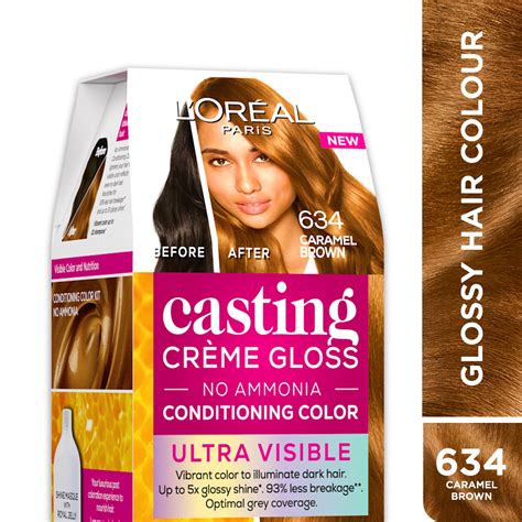 Buy L'Oreal Paris Casting Creme Gloss Ultra Visible Hair Color - Caramel Brown 634 (100g + 60ml ...