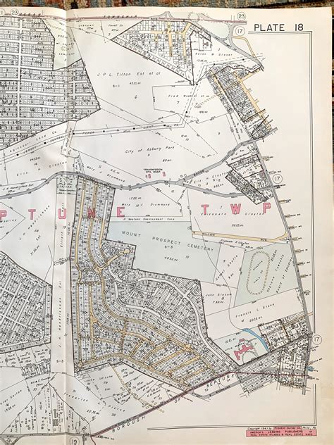 Neptune Township Map Original 1941 Monmouth County Atlas Etsy Nederland