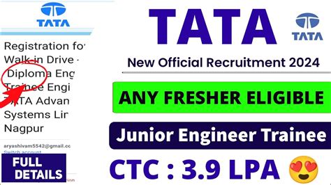 Tata Group New Recruitment Junior Engineer Trainee Freshers