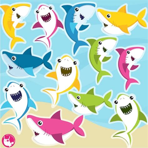 Sharks Clipart Commercial Use Vector Graphics Digital Clip - Etsy