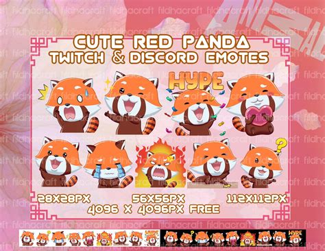 Cute Red Panda Twitch Emotes Bundle Red Panda Emotes Pack Etsy In