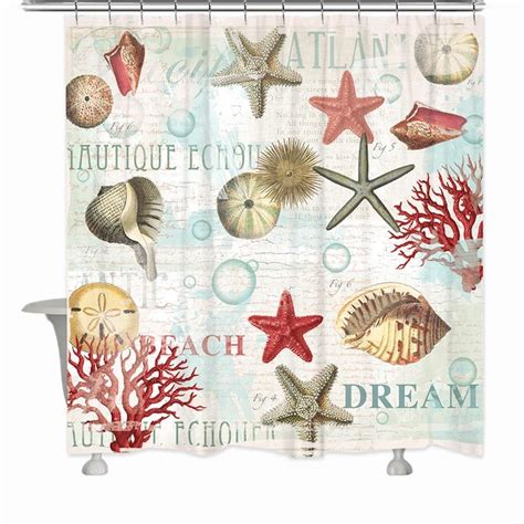 Laural Home Shower Curtains 71 In W X 72 In L Dream Beach Graphic Print