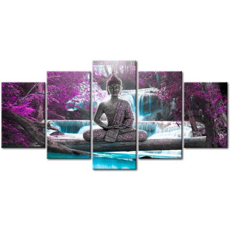 5 Tlg Leinwandbilder Set Waterfall And Buddha Idee Farbe Abstrakte