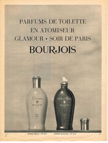 PUBLICITE ADVERTISING 044 1960 BOURJOIS Parfums De Toilette Atomiseur