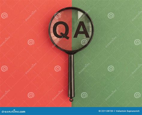 Qna Inscription On Red And Green Papersthrough Magnifying Glass Qa Acronym Q Concept Stock