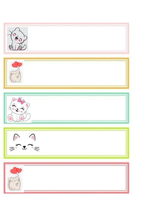 Cute Cat And Kitten Labels For School