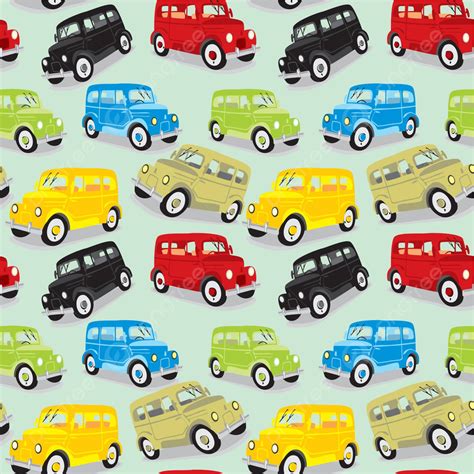 Seamless Pattern Vintage Cars Illustration Red Orange Vector