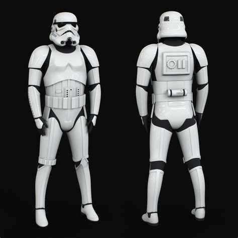 A View Of The Front And Back Of A Storm Trooper Costume The