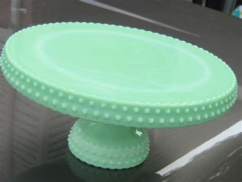 Vintage Le Smith Jadeite Jade Hobnail Marble Swirl Cake Plate Stand 11 Antique Cake Stands