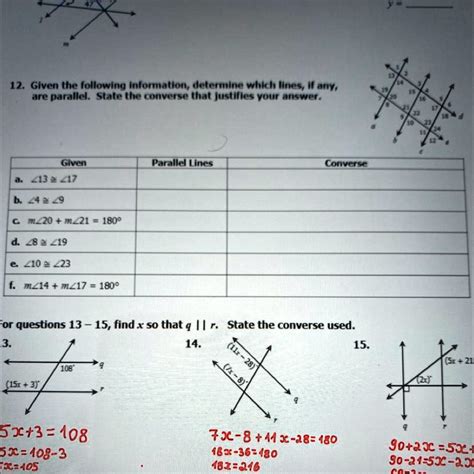 12 Given The Following Information Determine Which Lines If Any Are