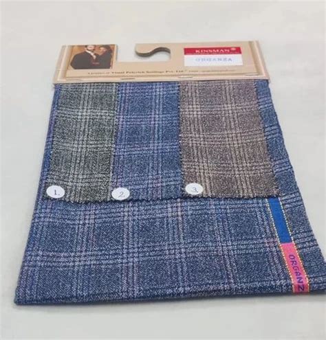 Kinsman Organza Blue Check Polyester Suiting Fabrics At Rs 140 Meter In