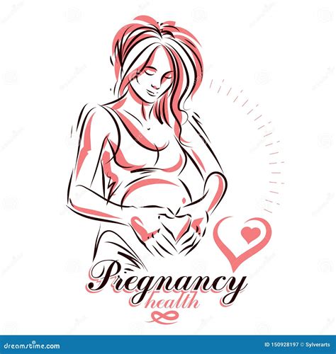 Pregnant Female Body Shape Hand Drawn Vector Illustration Beautiful