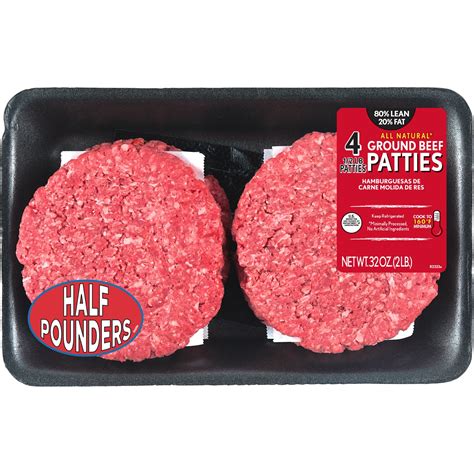 All Natural Lean Fat Ground Beef Patties Count Lb Tray