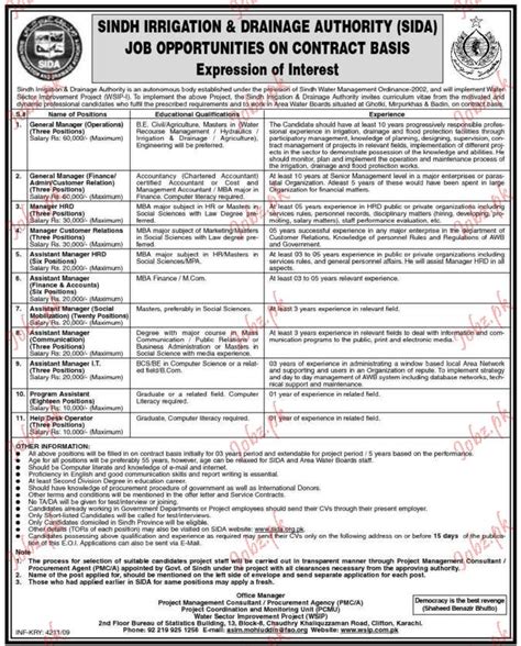 Sindh Irrigation Power Authority Job Opportunities Job