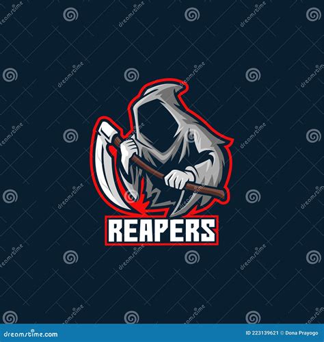 Set Of Skull Grim Reaper With The Sickle Logo Vector Illustration