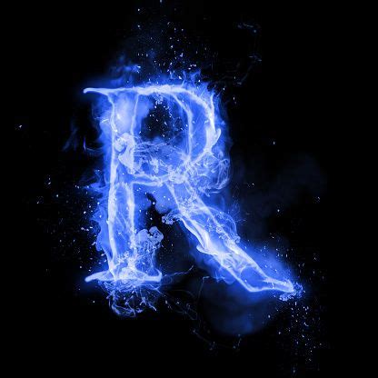 R Letter In Blue Fire