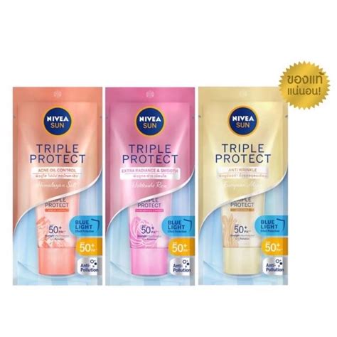 ของใหม่ 15 มล🔥nivea Sun Triple Protect Acne Oil Control Anti Pollution Spf 50 นีเวีย กันแดด