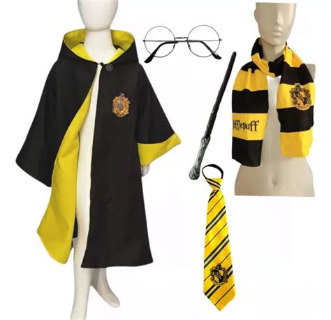 Disfraz Capa Harry Hufflepuff Bufanda Corbata Varita Adulto Env O Gratis