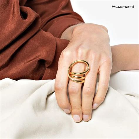 Huanzhi Anillos Geom Tricos De Metal Trenzado Para Hombre Y Mujer