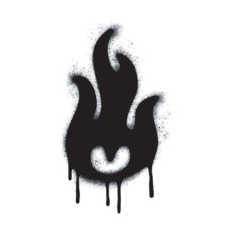 Spray Painted Graffiti Fire Flame Icon Sprayed Isolated With A White