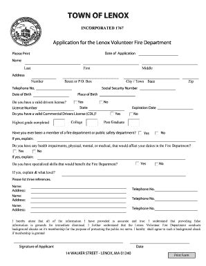 Volunteer Fire Department Application Template Complete With Ease