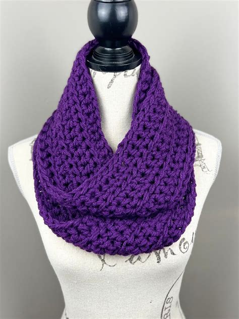 Crochet Scarf Chunky Eggplant Infinity Scarf Etsy