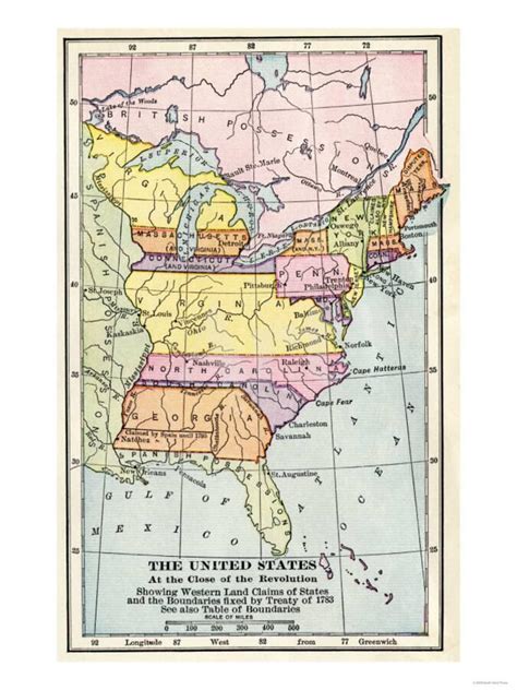 Map Of The United States From The Year 1783 Maping Resources