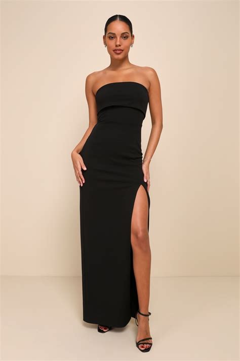 Luxe Black Maxi Dress Strapless Maxi Dress Column Maxi Dress Lulus