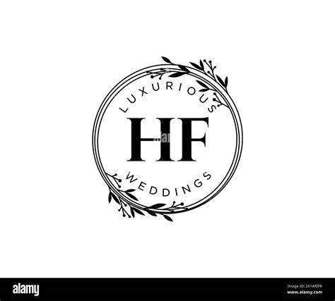 Hf Initials Letter Wedding Monogram Logos Template Hand Drawn Modern