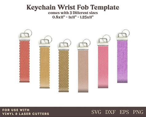 Leather Keychain Svg, Key Fob SVG, Faux Leather Keychain Wrist Fob Template, Glowforge Cricut ...