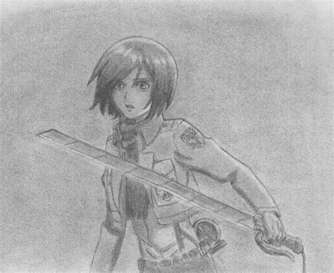 Mikasa Ackerman Pencil Attack On Titan Drawing - canvas-bloop