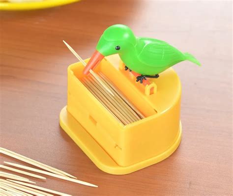 Automatic Press Toothpick Dispenser Small Bird Toothpick Container