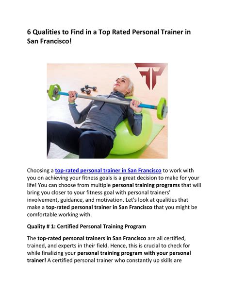 6 Qualities To Find In A Top Rated Personal Trainer In San Francisco