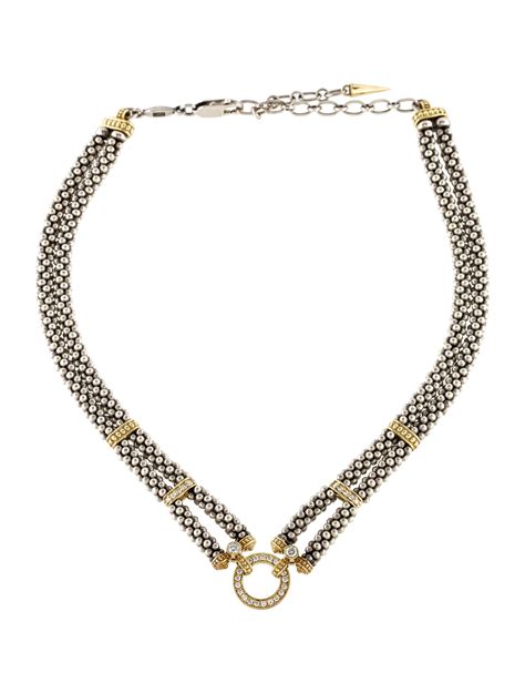 Lagos Two Tone Diamond Circle Choker Necklace - Gold, 18K Yellow Gold ...