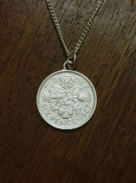 1967 Sixpence Silver Plated Coin Necklace - Etsy