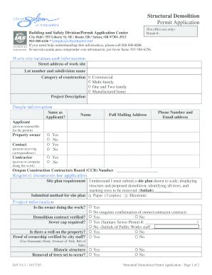 Fillable Online Cityofsalem Structural Demolition Permit Application