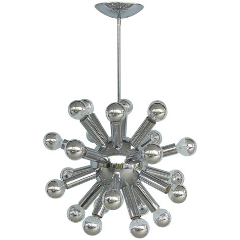 Big Chrome Sputnik Mid Century Chandelier Hanging Lamp At 1stDibs