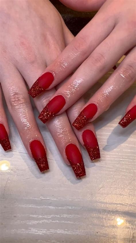 Red Acrylic Nails Inspiration ️ Red Nails Colored Acrylic Nails