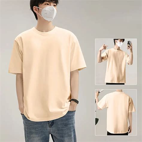 Mens 100 Cotton Solid T Shirt Casual Short Sleeve Crew Temu