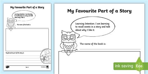 My Favourite Part Of A Story Activity Sheet CfE Resources