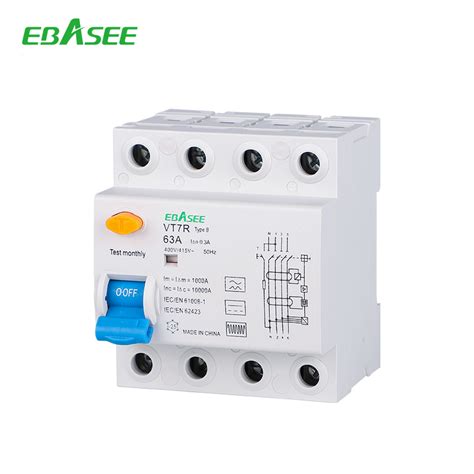 2P 4P Type B RCCB Breaker For Solar System Shanghai Ebasee Electric Co Ltd