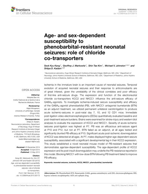 PDF Age And Sex Dependent Susceptibility To Phenobarbital Resistant