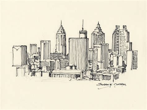 Dallas Skyline Pencil Drawing at PaintingValley.com | Explore ...