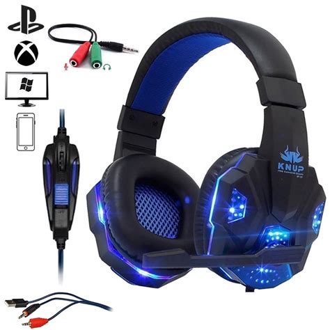 Fone De Ouvido Over Ear Gamer Knup KP 397 Azul E Preto Submarino