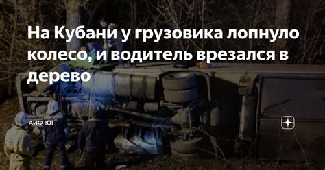 На Кубани у грузовика лопнуло колесо, и водитель врезался в дерево ...