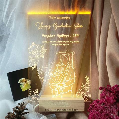 Jual Kado Akrilik A Lettering Led Persegi Lampu Tidur Akrilik