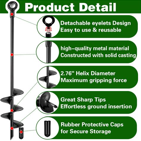 Cyrico Ground Anchors Heavy Duty Swing Set Anchor Kit 18 Inch 4 Pack