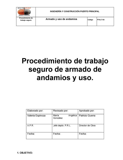 Pts Procedimiento De Armado Y Uso De And Procedimiento De Trabajo