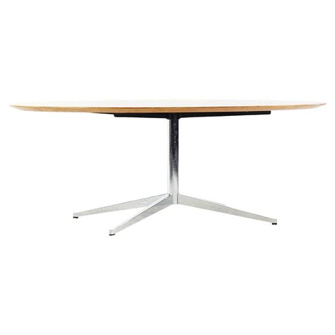 Round Mid Century Modern Teak And Chrome Dining Table By Florence Knoll